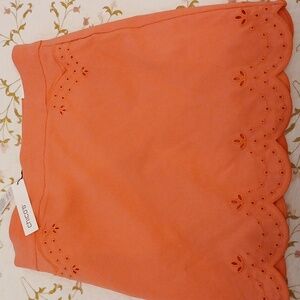 New Chico's Coral Mini Skirt with Scalloped Hem